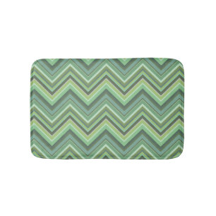 Olive green zigzag stripes bath mat