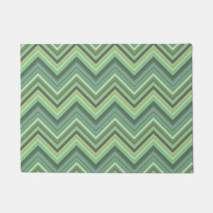 Olive green zigzag stripes doormat