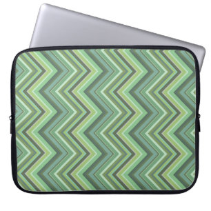 Olive green zigzag stripes laptop sleeve