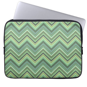Olive green zigzag stripes laptop sleeve