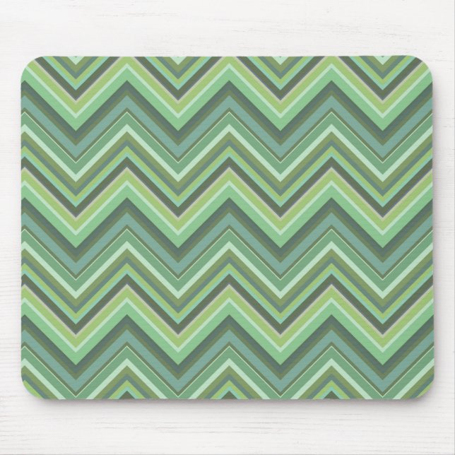 Olive green zigzag stripes mouse mat (Front)