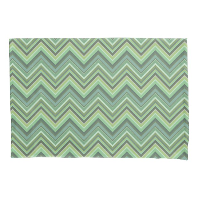Olive green zigzag stripes pillowcase (Front)