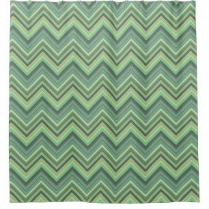 Olive green zigzag stripes shower curtain