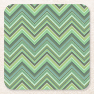 Olive green zigzag stripes square paper coaster