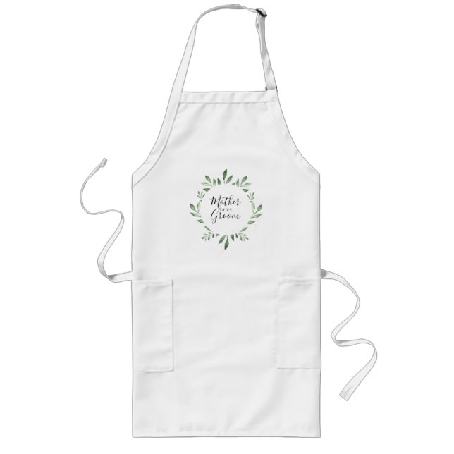 Olive Greenery Botanical Watercolor Mother Groom Long Apron (Front)