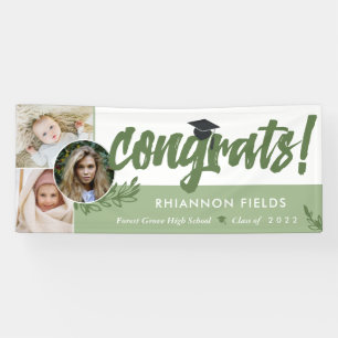 Olive Greenery Overlapping Photo Congrats Graduate Banner