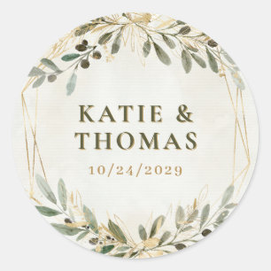 Olive Greenery Wedding Favour Classic Round Sticke Sticker
