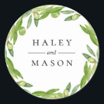 Olive Greenery Wreath Personalised Sticker<br><div class="desc">Pretty watercolor olives and green branches,  personalised sticker. Designed to match our Tuscan Olive Greenery Collection.</div>