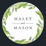 Olive Greenery Wreath Personalised Sticker<br><div class="desc">Pretty watercolor olives and green branches,  personalised sticker. Designed to match our Tuscan Olive Greenery Collection.</div>