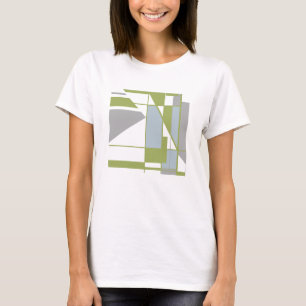 Olive Grey Geometric MCM-inspired Abstract Small T-Shirt
