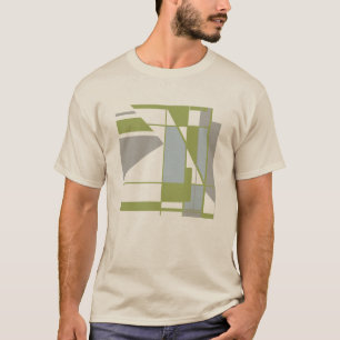 Olive Grey Geometric MCM-inspired Abstract Small T-Shirt