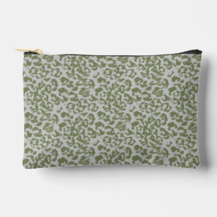 Olive grey spotted leopard  accessory pouch