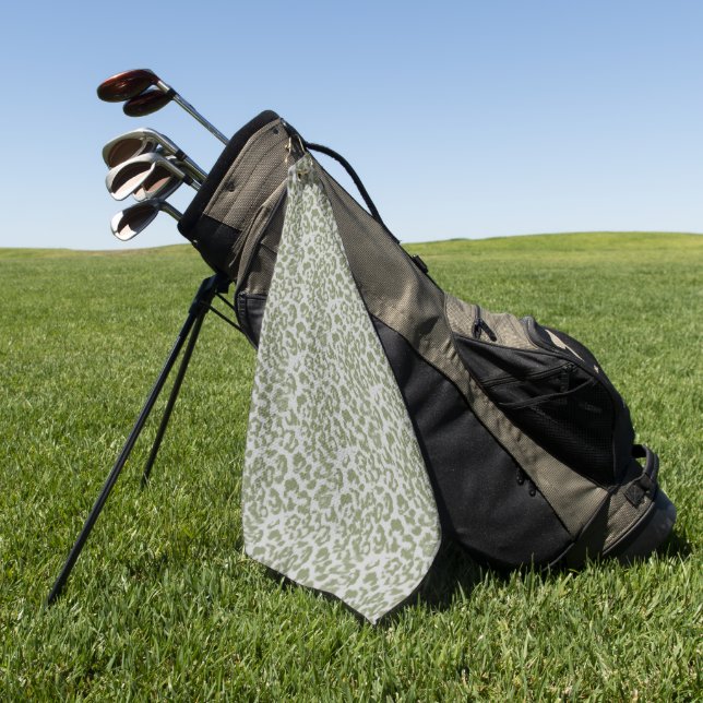 Olive grey spotted leopard  golf towel (Green)