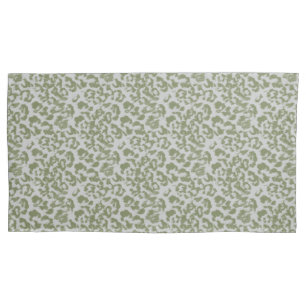 Olive grey spotted leopard  pillowcase