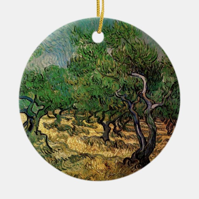 Olive Grove by Vincent van Gogh Ceramic Tree Decoration (Front)