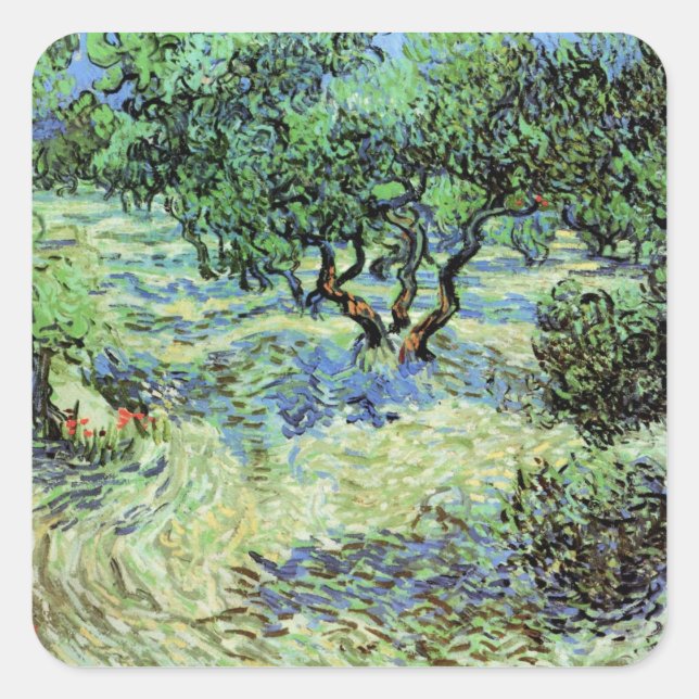 Olive Grove by Vincent van Gogh Square Sticker (Front)