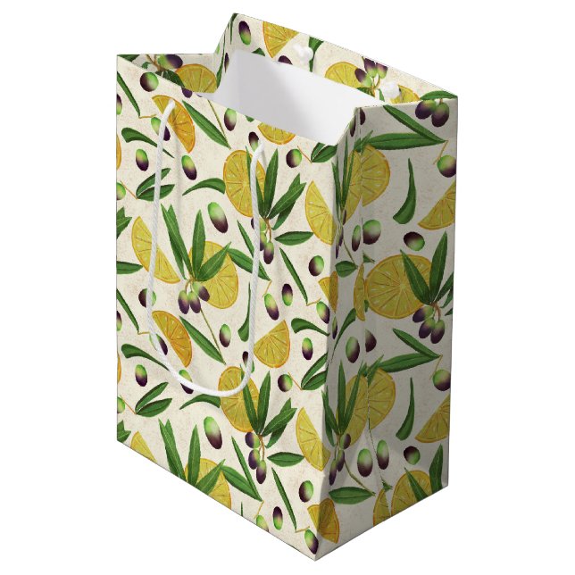Olive grove  medium gift bag (Front Angled)