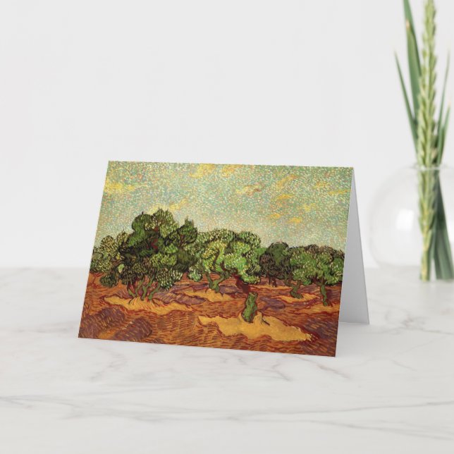 Olive Grove, Pale Blue Sky by Vincent van Gogh Card (Front)