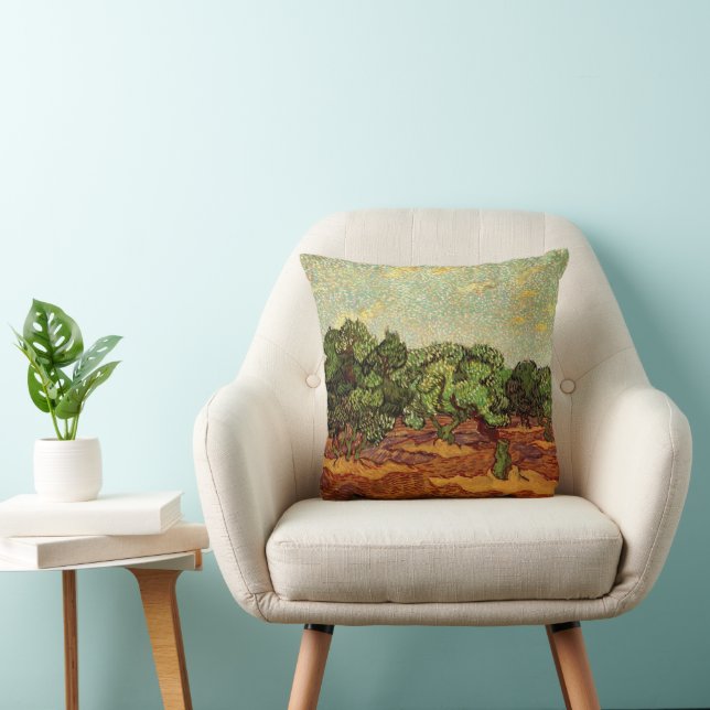Olive Grove, Pale Blue Sky by Vincent van Gogh Cushion (Chair)