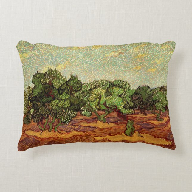 Olive Grove, Pale Blue Sky by Vincent van Gogh Decorative Cushion (Front)