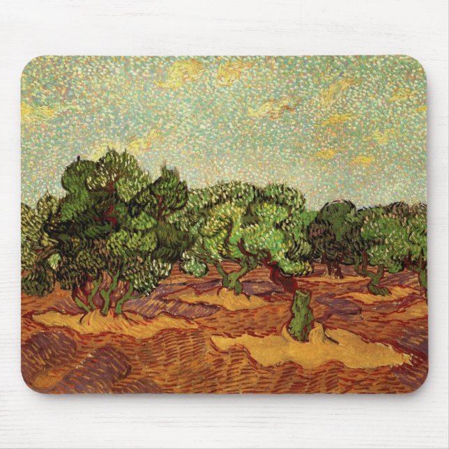 Olive Grove, Pale Blue Sky by Vincent van Gogh Mouse Mat (Front)