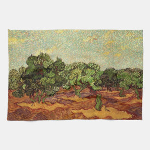 Olive Grove, Pale Blue Sky by Vincent van Gogh Tea Towel
