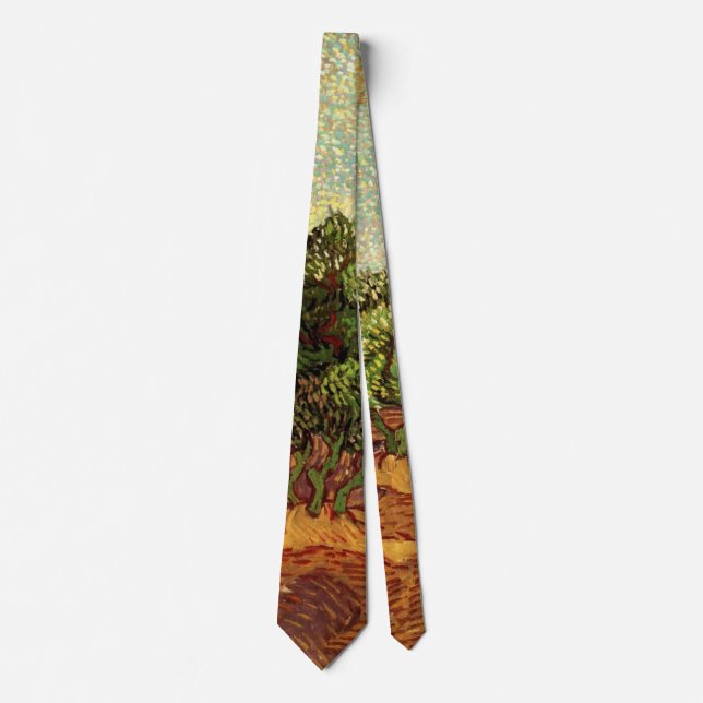 Olive Grove, Pale Blue Sky by Vincent van Gogh Tie (Front)