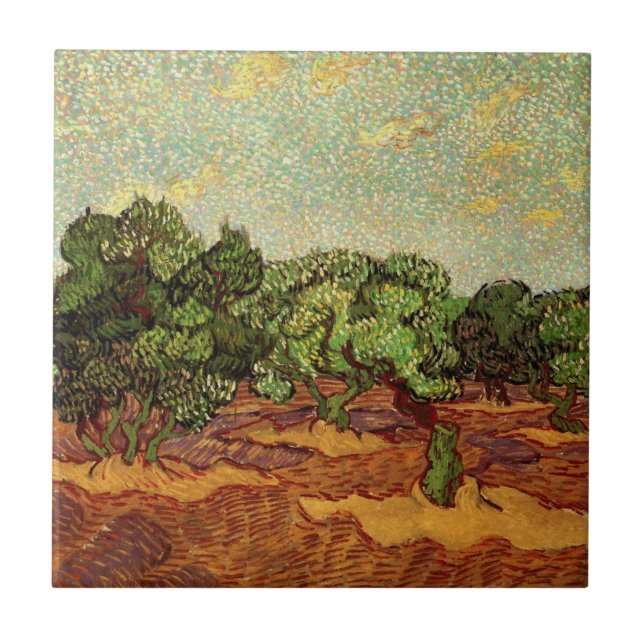 Olive Grove, Pale Blue Sky by Vincent van Gogh Tile (Front)