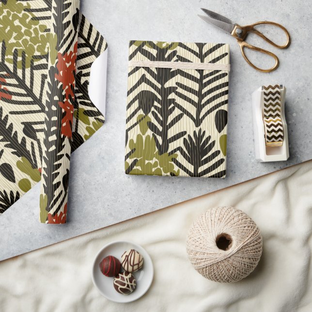 Olive Grove Tropical Wallpaper Wrapping Paper (Crafts)