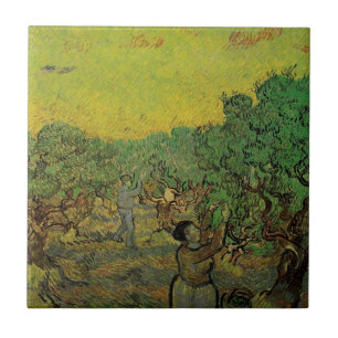 Olive Grove with Picking Figures, Vincent van Gogh Tile