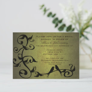 Olive Grunge Vines Bridal Shower Invitation