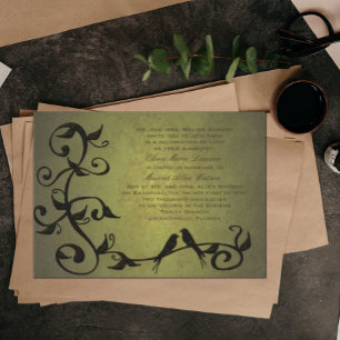 Olive Grunge Vines Wedding Invitation