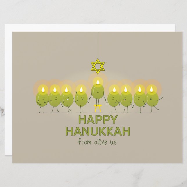 Olive Hanukkah Menorah (Front/Back)