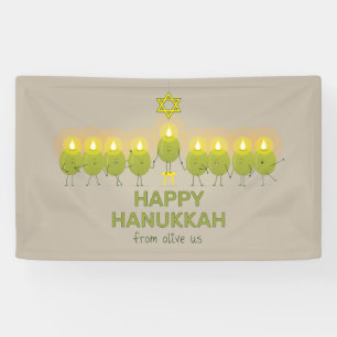 Olive Hanukkah Menorah Banner