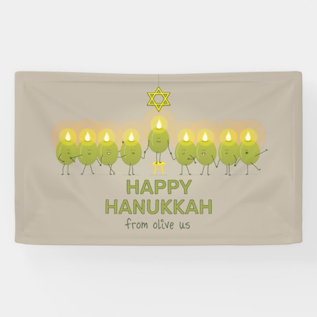 Olive Hanukkah Menorah Banner (Horizontal)