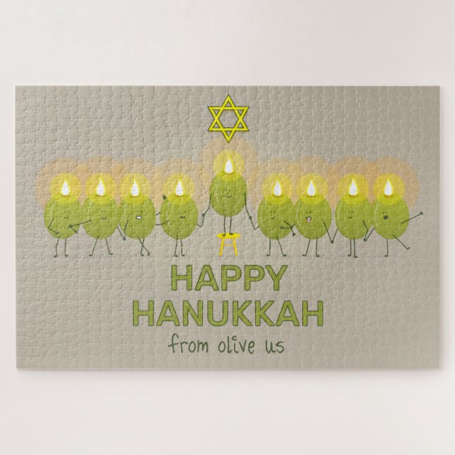 Olive Hanukkah Menorah Jigsaw Puzzle (Horizontal)