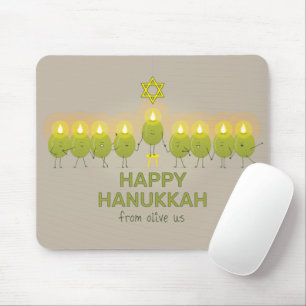 Olive Hanukkah Menorah Mouse Mat