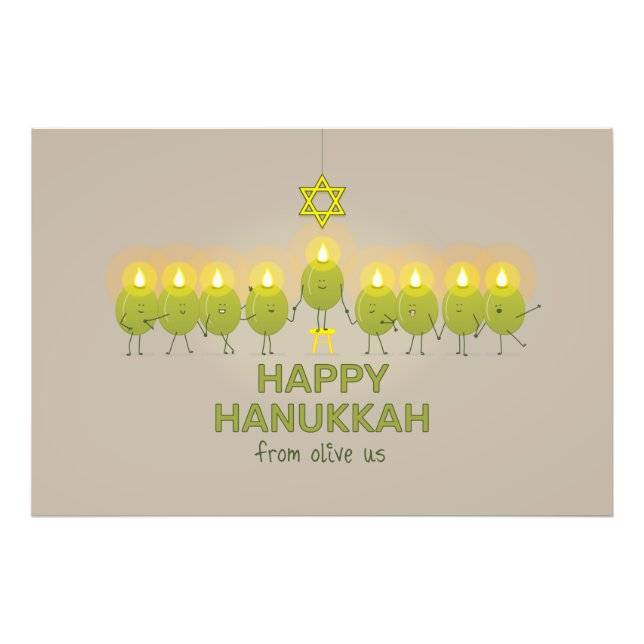 Olive Hanukkah Menorah Photo Print (Front)