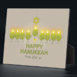 Olive Hanukkah Menorah Plaque<br><div class="desc">A group of fun-loving olives get together for a photo op and form a menorah to send a Happy Hanukkah greeting.</div>