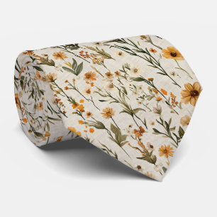 Olive & Harvest Orange Field Floral Wedding Tie