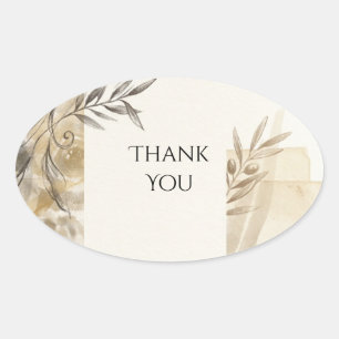 Olive Highland Landscape Thank You Oval Sticker