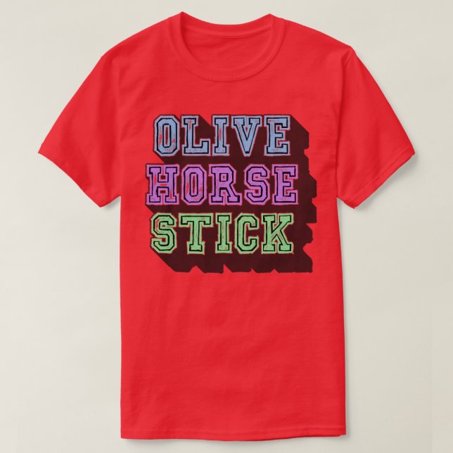 Olive Horse Stick T-Shirt (Design Front)