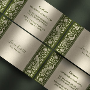 Olive Ivory Peacock Garden Business Card