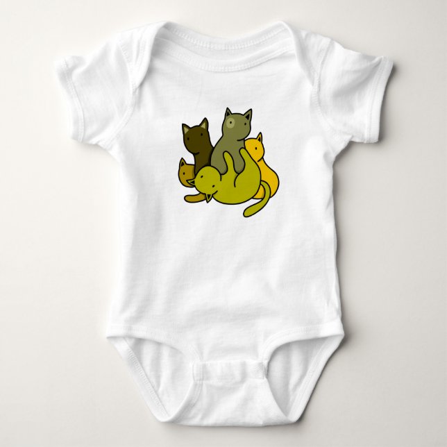 Olive kittens baby bodysuit (Front)