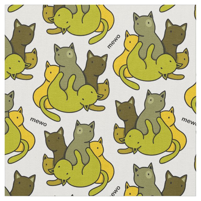 Olive kittens fabric (Close Up)