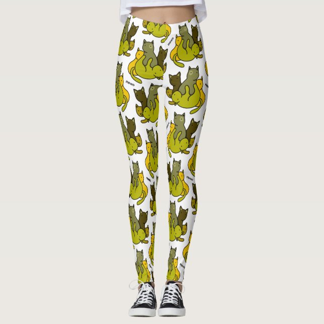 Olive kittens leggings (Front)