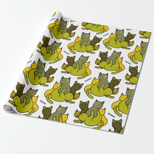 Olive kittens wrapping paper (Unrolled)