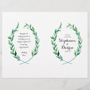 Olive Laurel Leaf Wreath Modern Ceremony Program