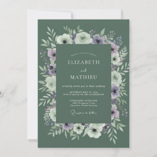 Olive Lavender Watercolor Wedding Invitation