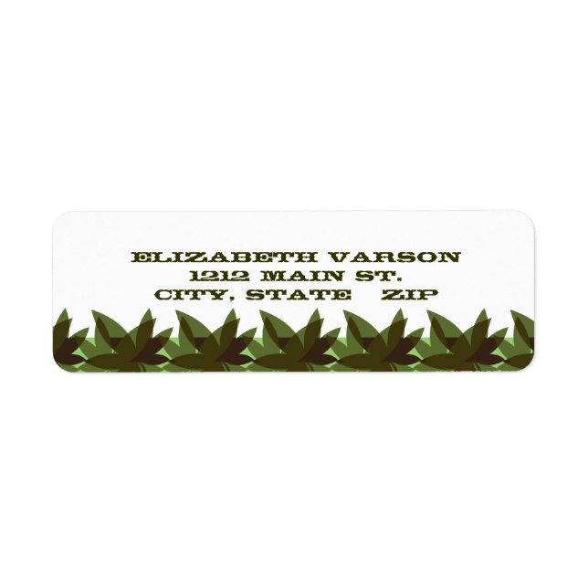 Olive Layered Leaves Return Address Labels (Front)